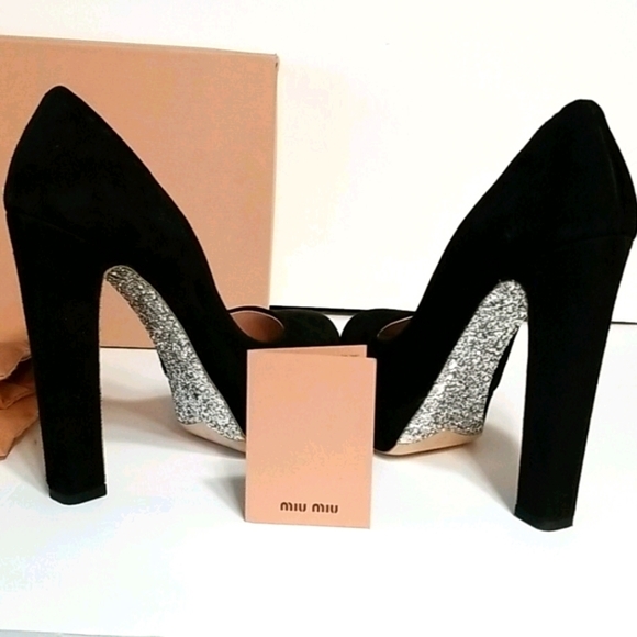 MIU MIU Silver Suede heels - Picture 3 of 14